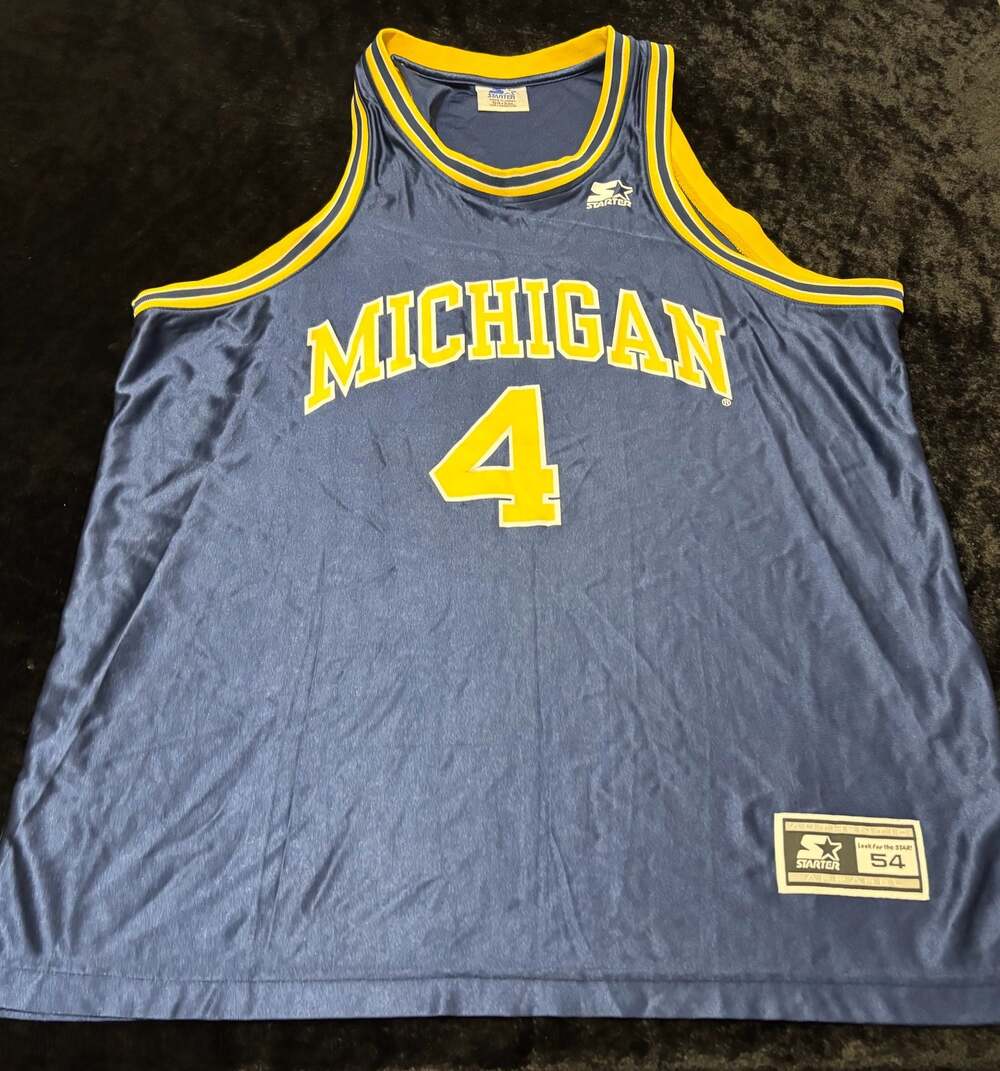 Men 2XL Vintage Starter Chris Webber Michigan Wolverines Silk Jersey